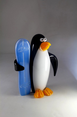 Pingouin snowboarder