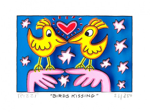 Birds kissing